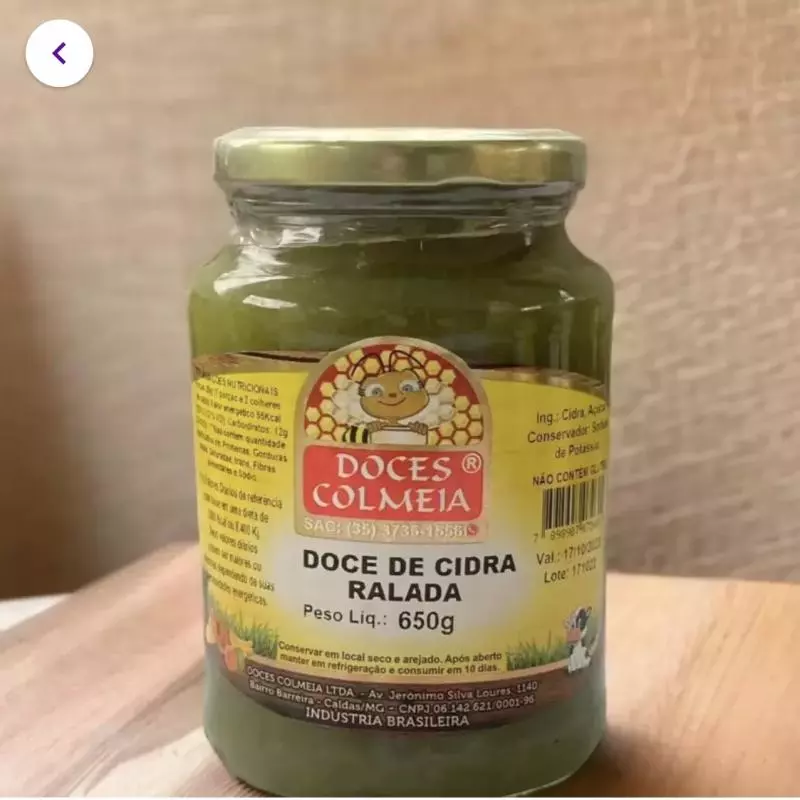 DOCE  DE CIDRA RALADA-CAIXA C/15