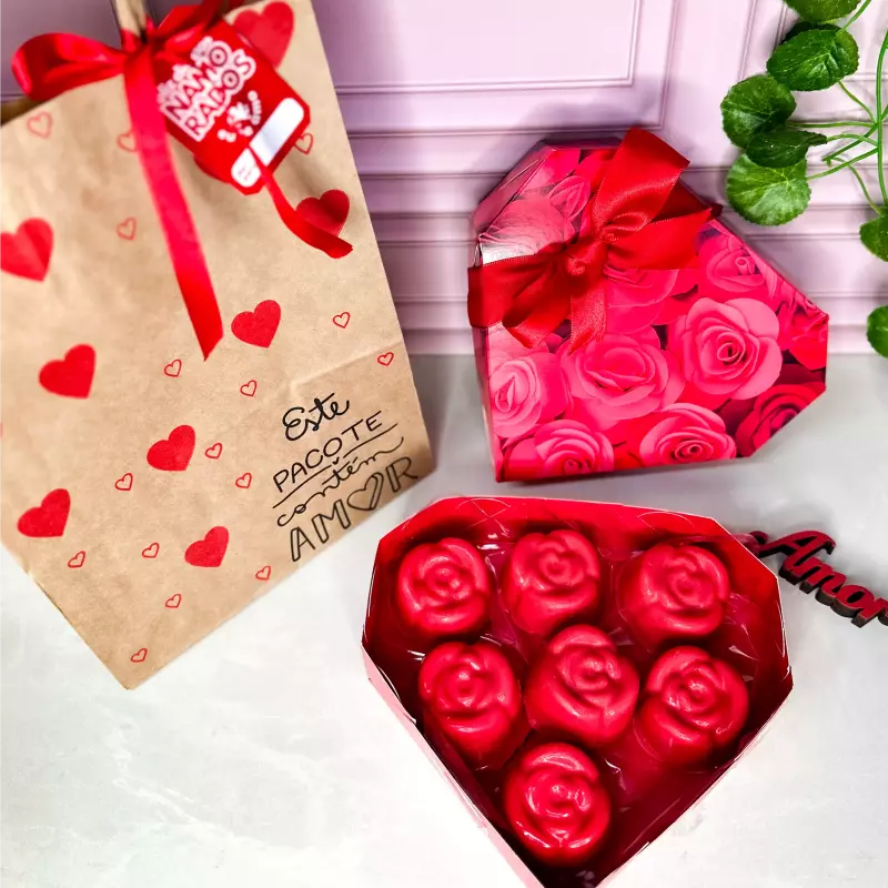Caixa coração “Trufas de rosas”