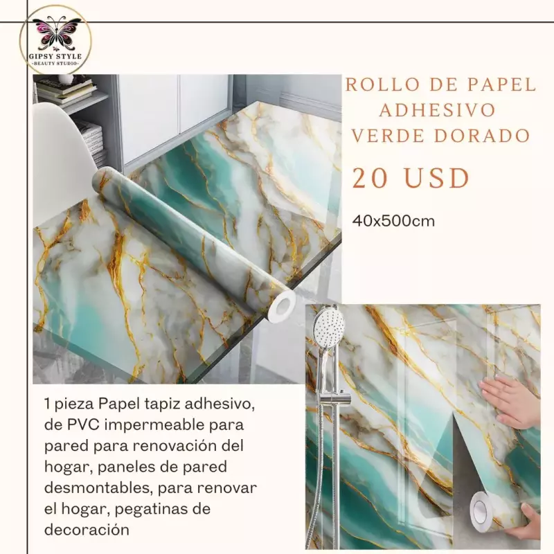 Papel adhesivo verde-dorado