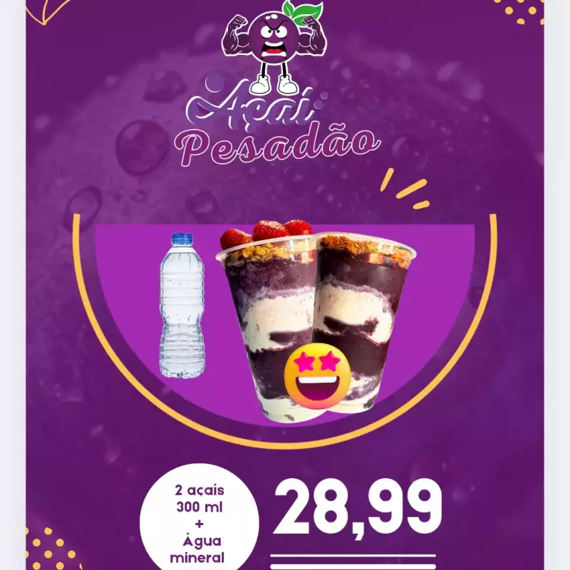 2 açaí 300 ml + água mineral