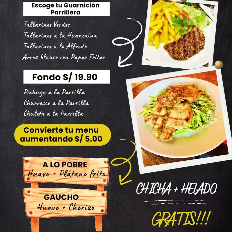 Menu Parrillero 19.90 soles