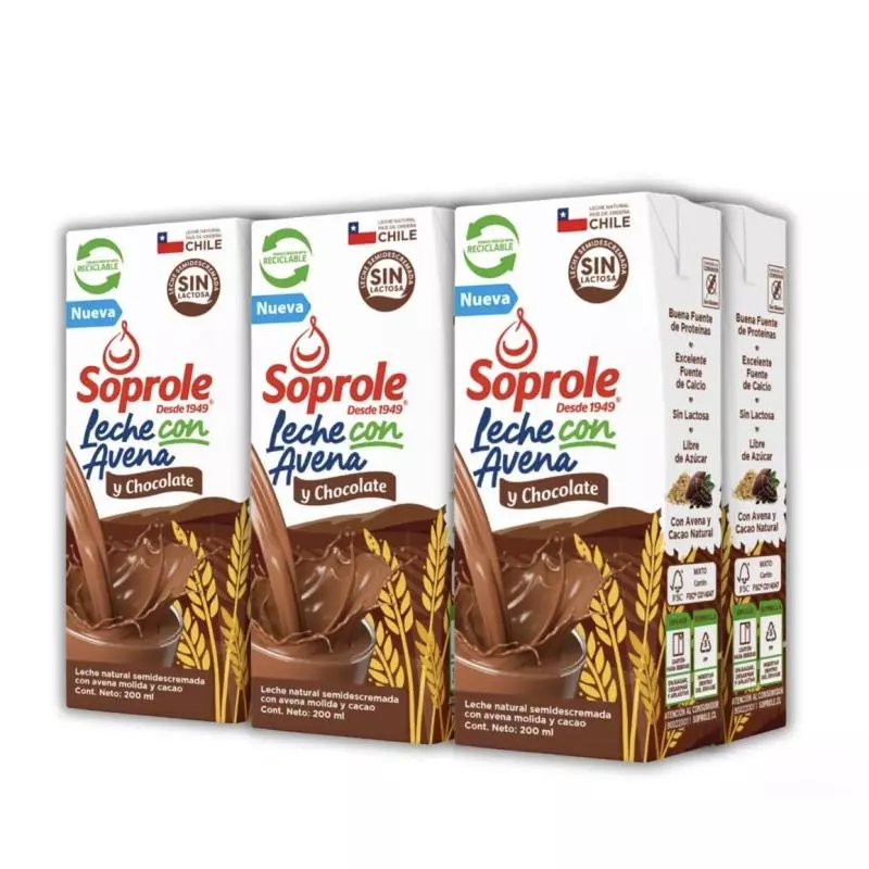 Pack leche Soprole avena/cacao 6x200