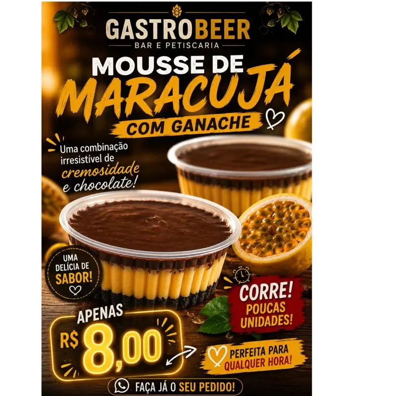 Mousse de maracujá com ganache