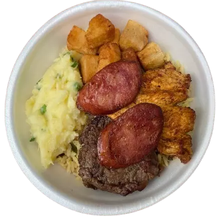 Misto, carne, filé, e calabresa