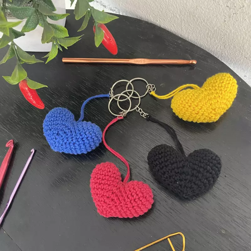 Chaveiro Coração de Croche Preto