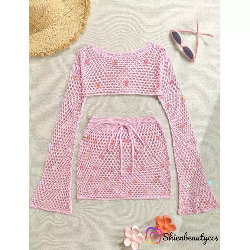 Cover tejido rosa de Falda