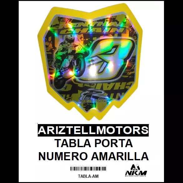 TABLA PORTA NUMERO AMARILLA