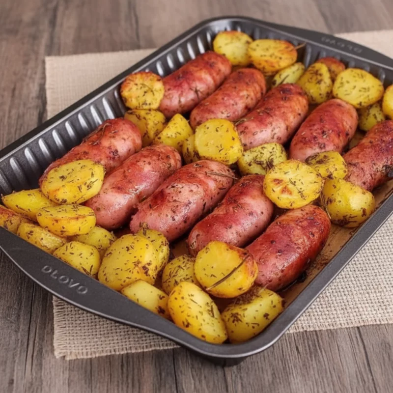 Linguiça Assada com Batata