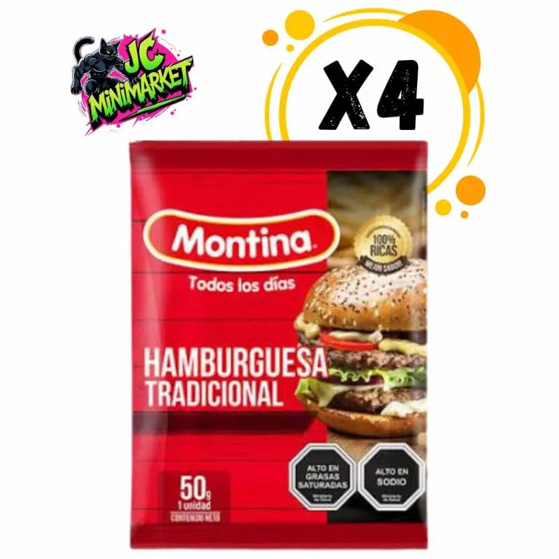 X4 UN HAMB. VACUNO 50G MONTINA