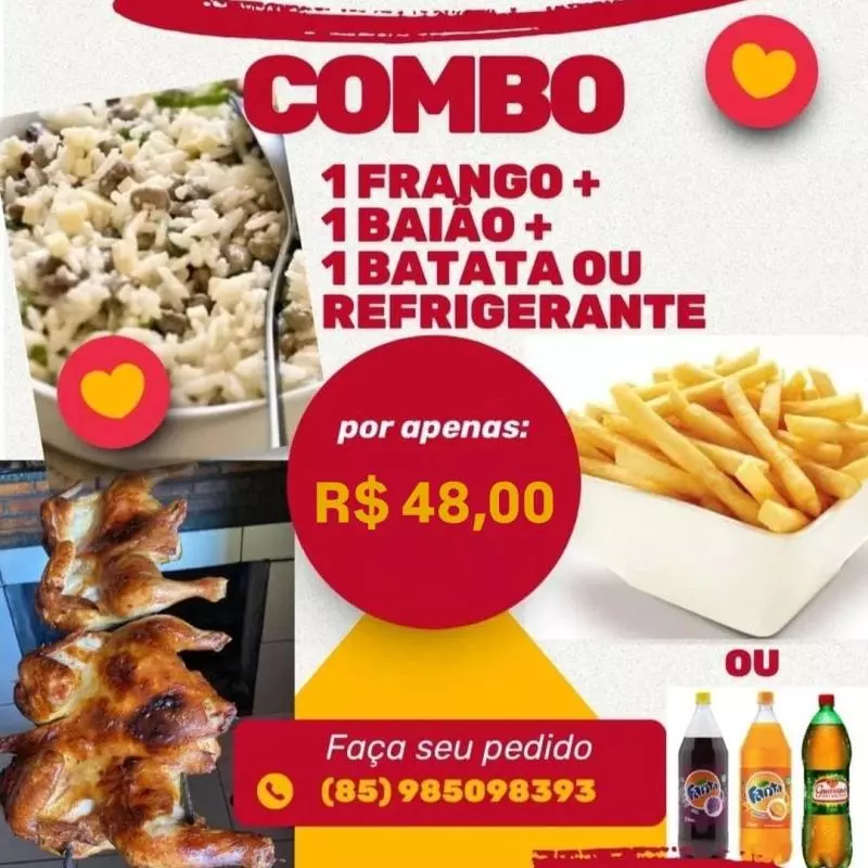 COMBO: FRANGO+BAIÃO+BATATA OU REFRI