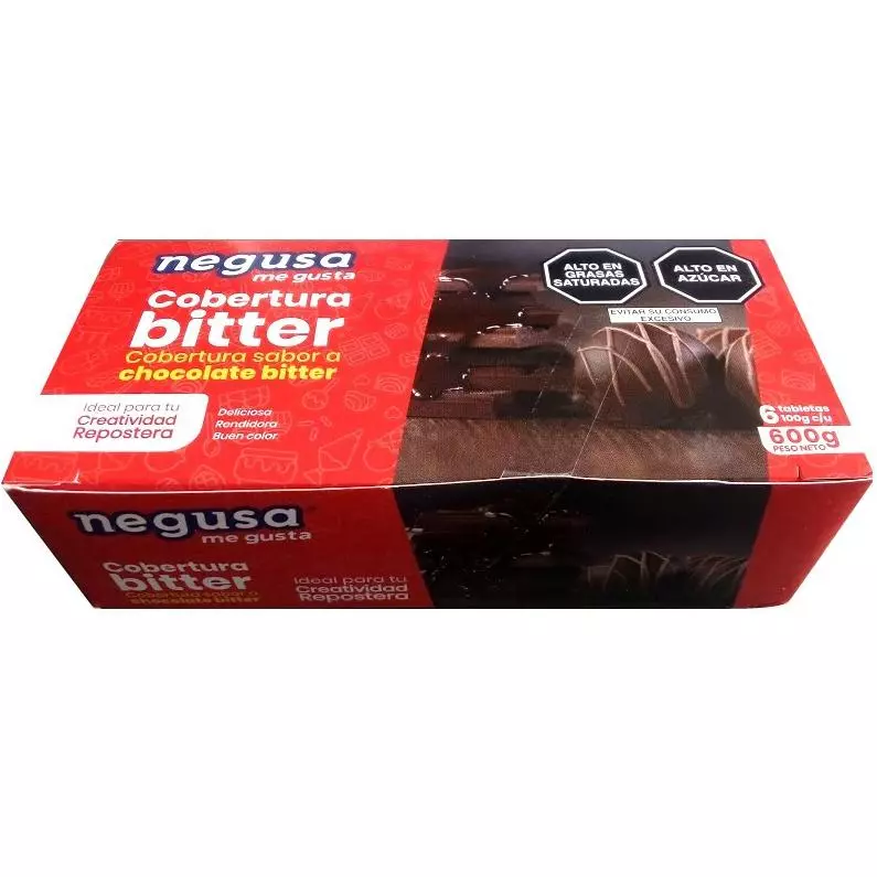 COBERTURA BITTER NEGUSA CAJA x6 TABLETAS