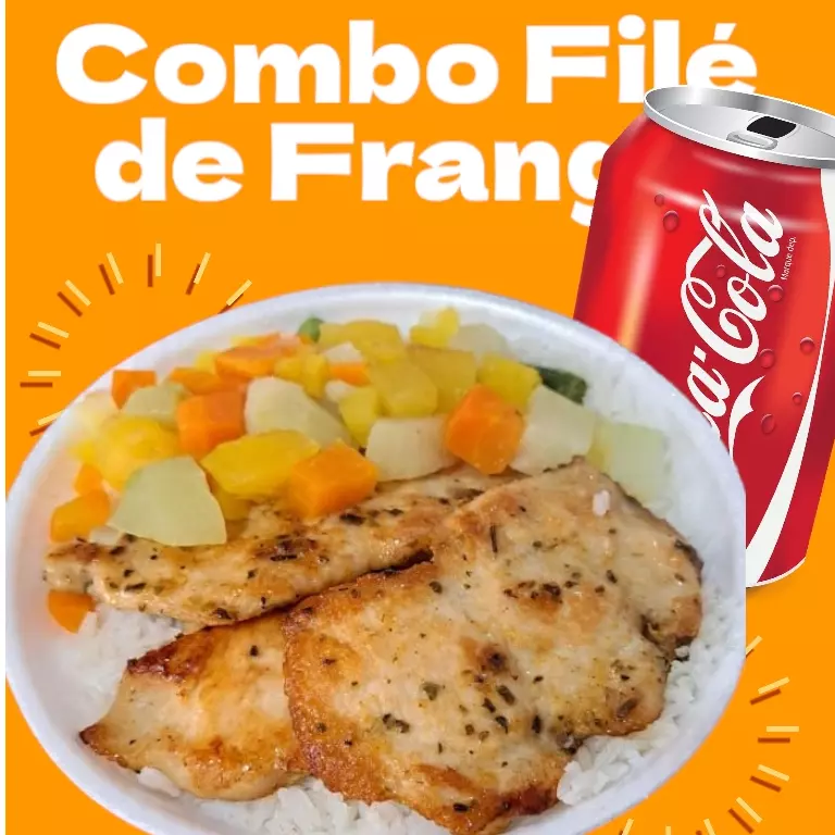 Filé grelhado + Legumes +Coca-Cola