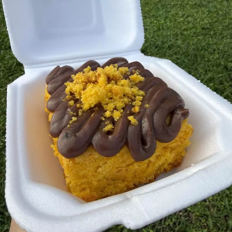 Fatia de Bolo cenoura com chocolate