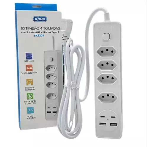 FILTRO DE LINHA KNUP 4 T + USB/C