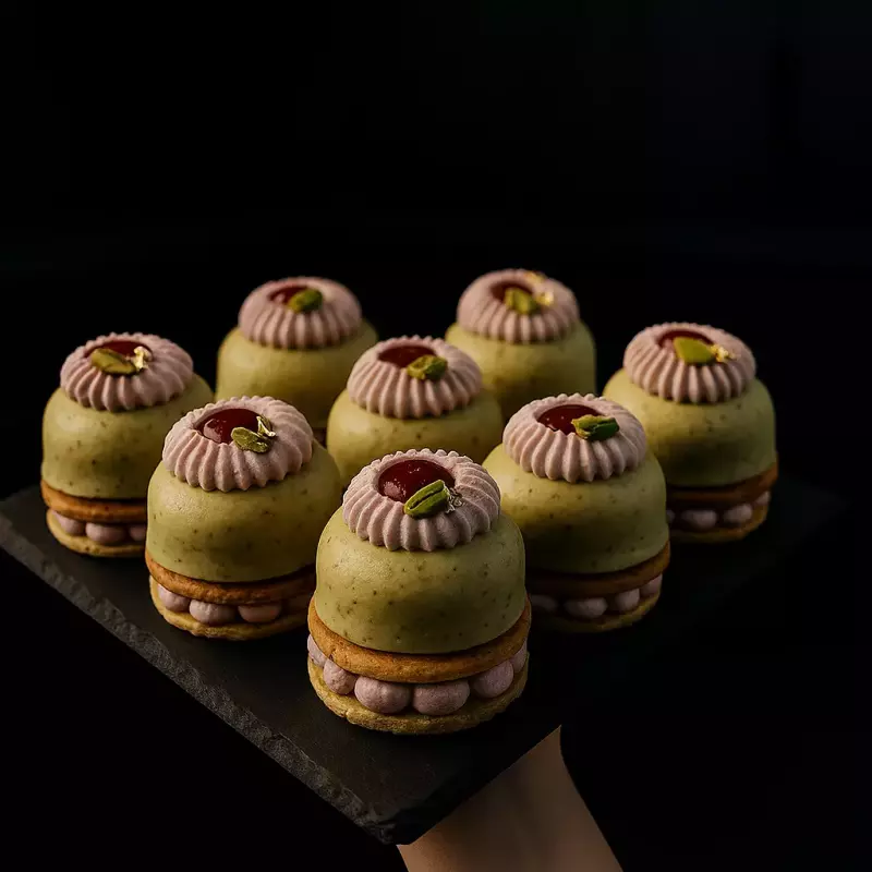 Mousse de pistacho y frambuesa