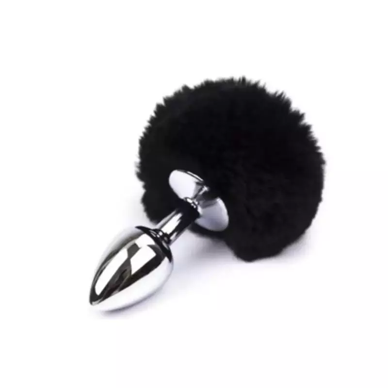 plug anal metalico S cola de conejo