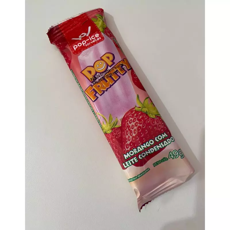 Picolé morango c/ leite condensado