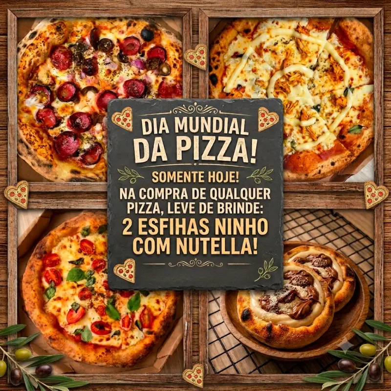 Leve uma Pizza + 2 Esfihas Brinde