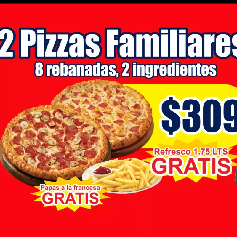 Arma 2 Pizzas Familiares + Refresco