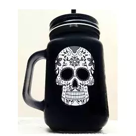 JARRO NEGRO IMAGEN CALAVERA CON SORB