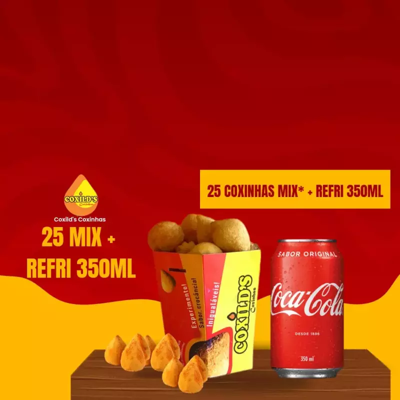 25 COXINHAS  MIX+ REFRI LATA