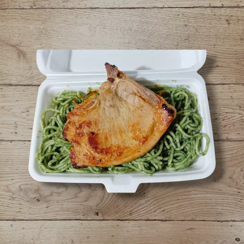 fideos al pesto mas proteina
