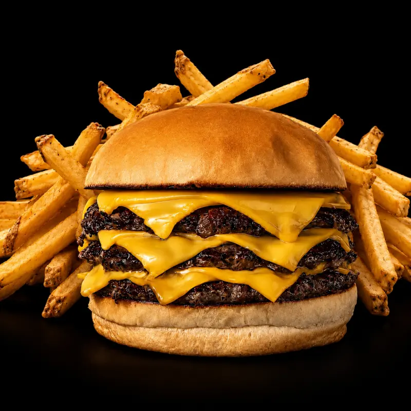 Cheeseburger + Papas Fritas