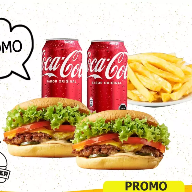 Promo 2 hamburguesas clasica mas 2 b