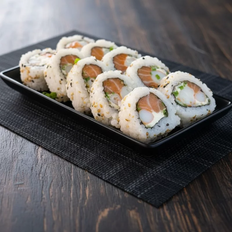 Uramaki de Salmão e Camarão