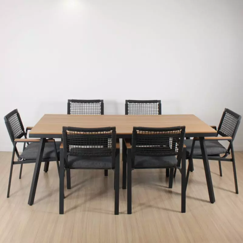 Set Ipanema gris Mesa180x90+6 sillas