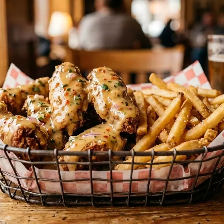 6 ALITAS BBQ C/ PAPAS