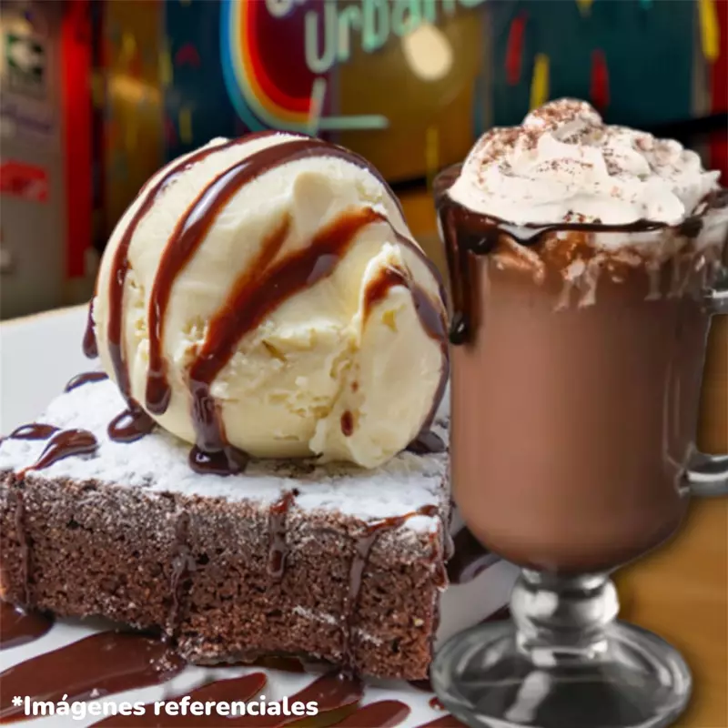 Brownie helado + café o chocolate 🤎