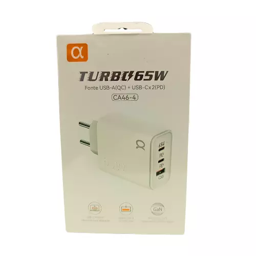 FONTE TURBO 65W 2 USB-C / USB CA46-4