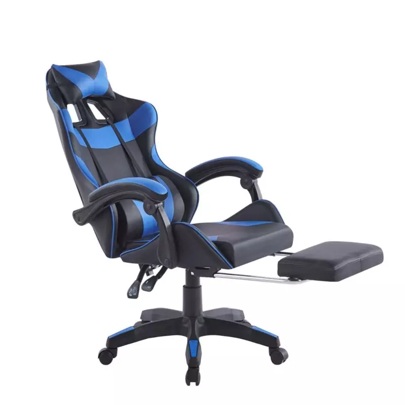 Silla Gamer con Apoya Pie azul