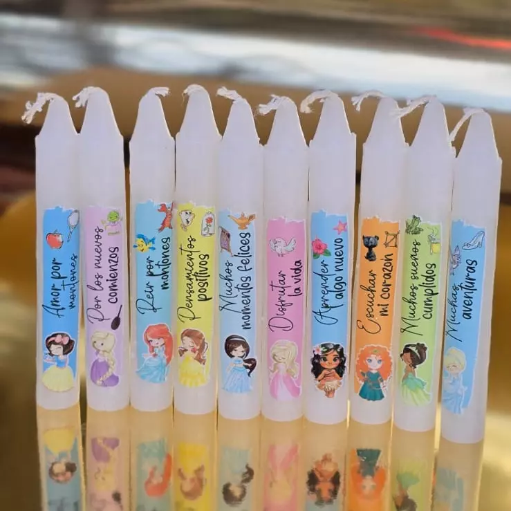 Velas 12cm pte x10 princesas