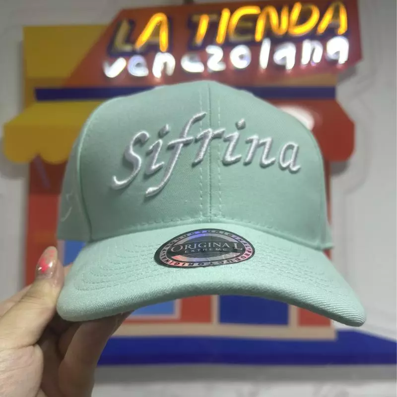 Gorra Sifrina verde jade letrablanca