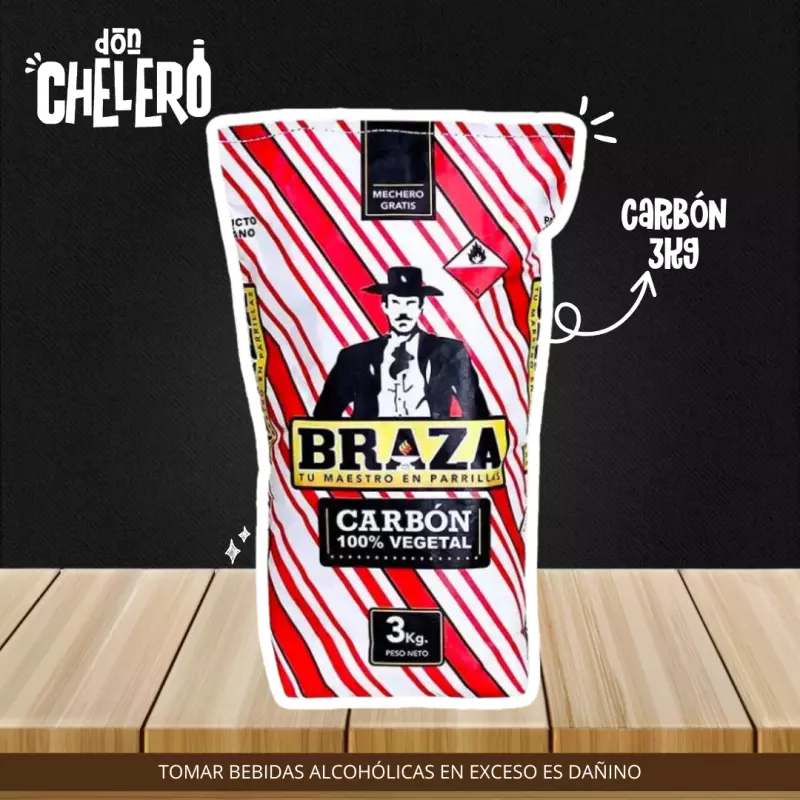 CARBON BRAZA EMBOLSADO C/ASA X 3 KG.