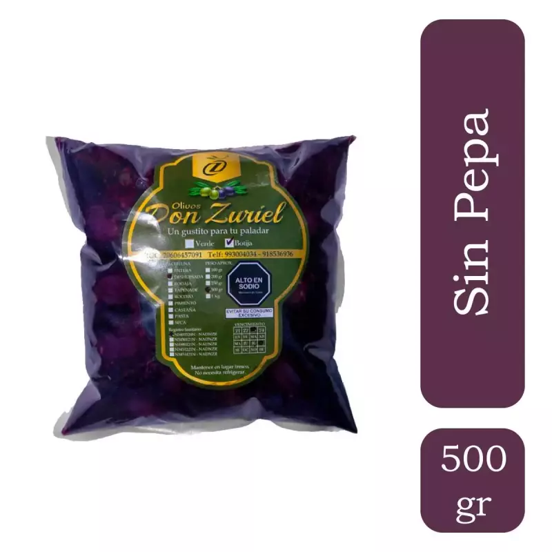 Aceituna Botija sin pepa 500gr