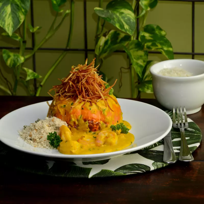 Camarão na mini abóbora.