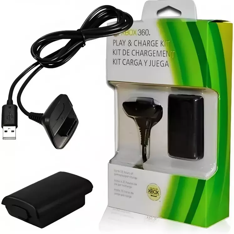 KIT BATERIA E CABO P/XBOX 360