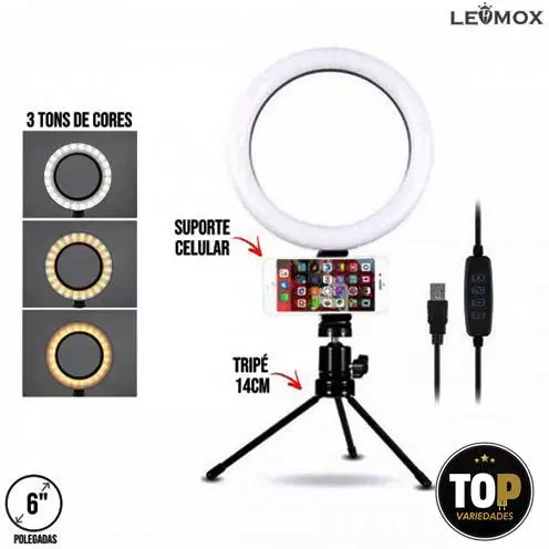 Ring Light 6 Pol LED Controle Cor(cópia)