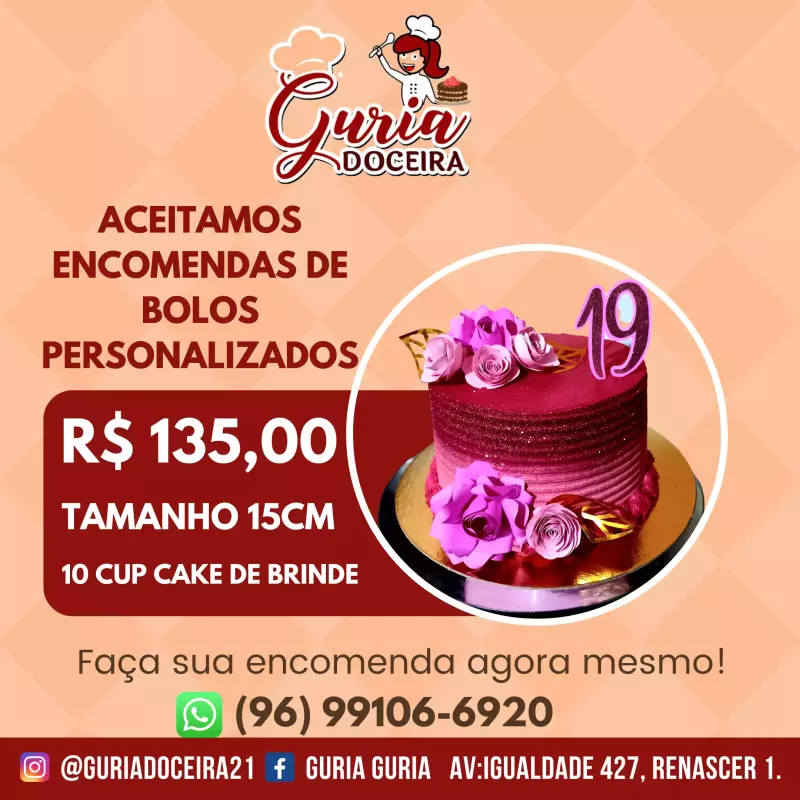 Bolo personalizado 15 cm