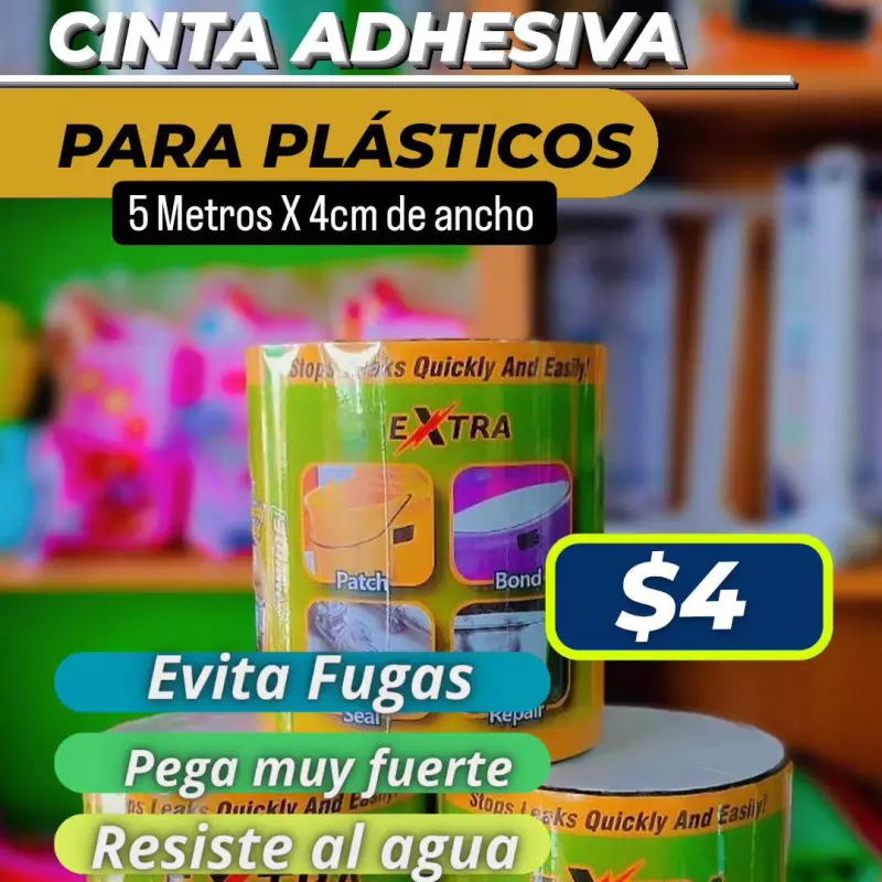 Cinta adhesiva para plástico. 5m/4cm