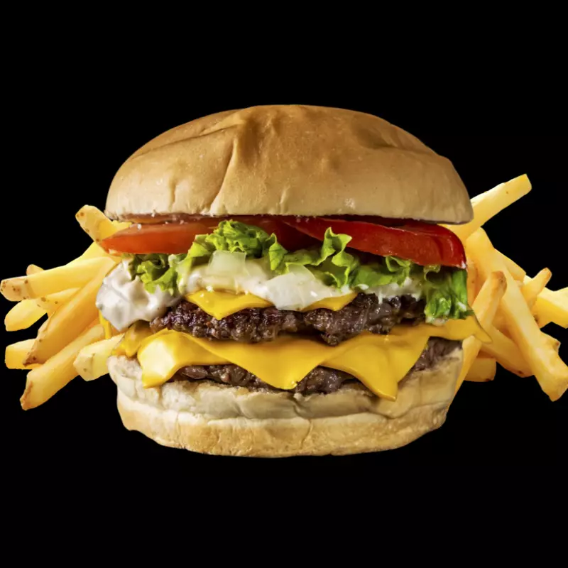 Tasty Burga Doble + Papas Fritas