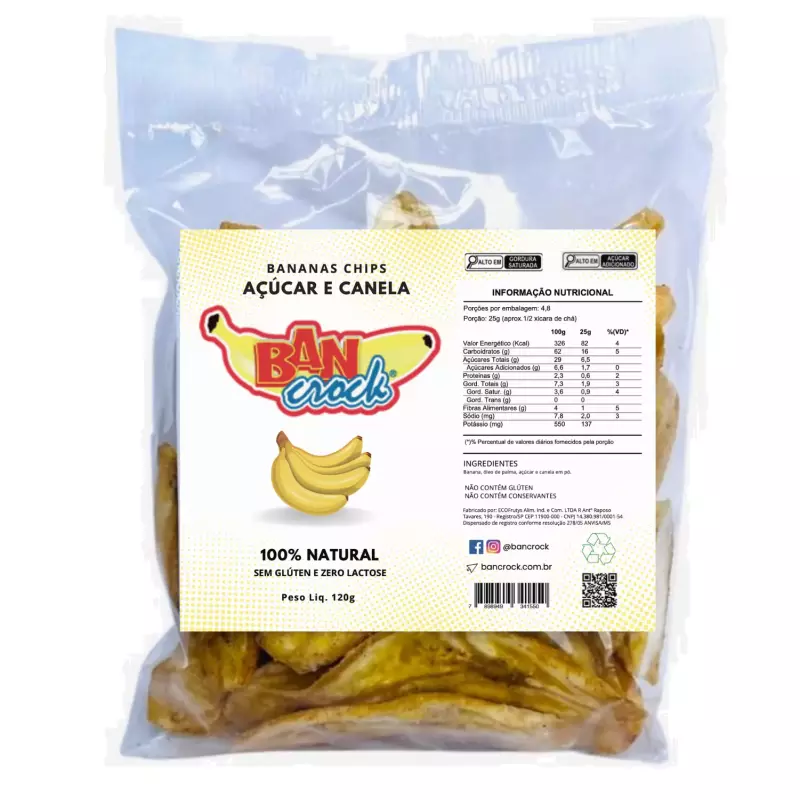 Chips Banana Açúcar e Canela - 120g
