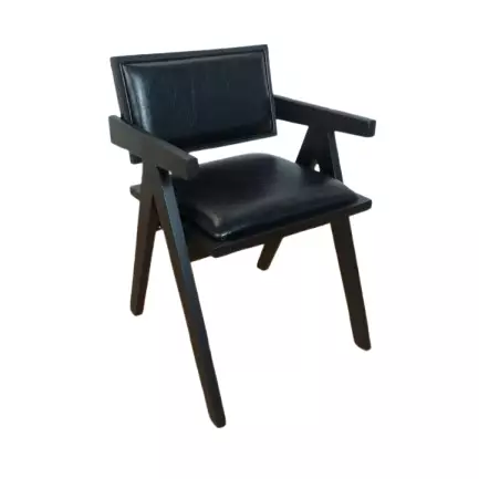 Silla Jeanneret Ecocuero Negro