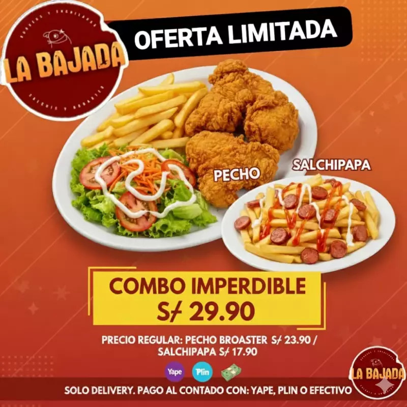 PROMO DELIVERY: SALCHIPAPA + PECHO