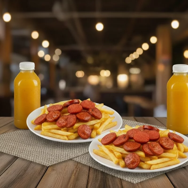 2 SALCHIPAPAS +1 BEBIDA DE LITRO