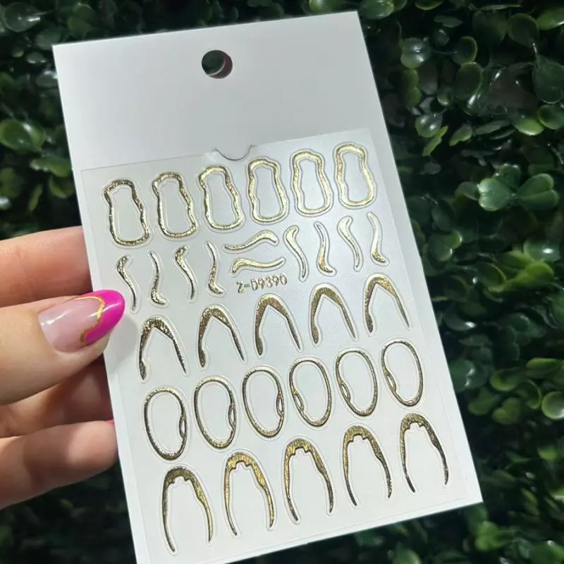 Cartela De Metal Dourado Desenhos