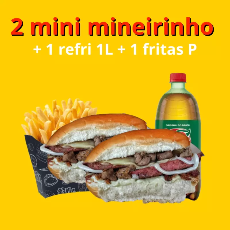 2 mineirinho + guaraná 1L + fritas